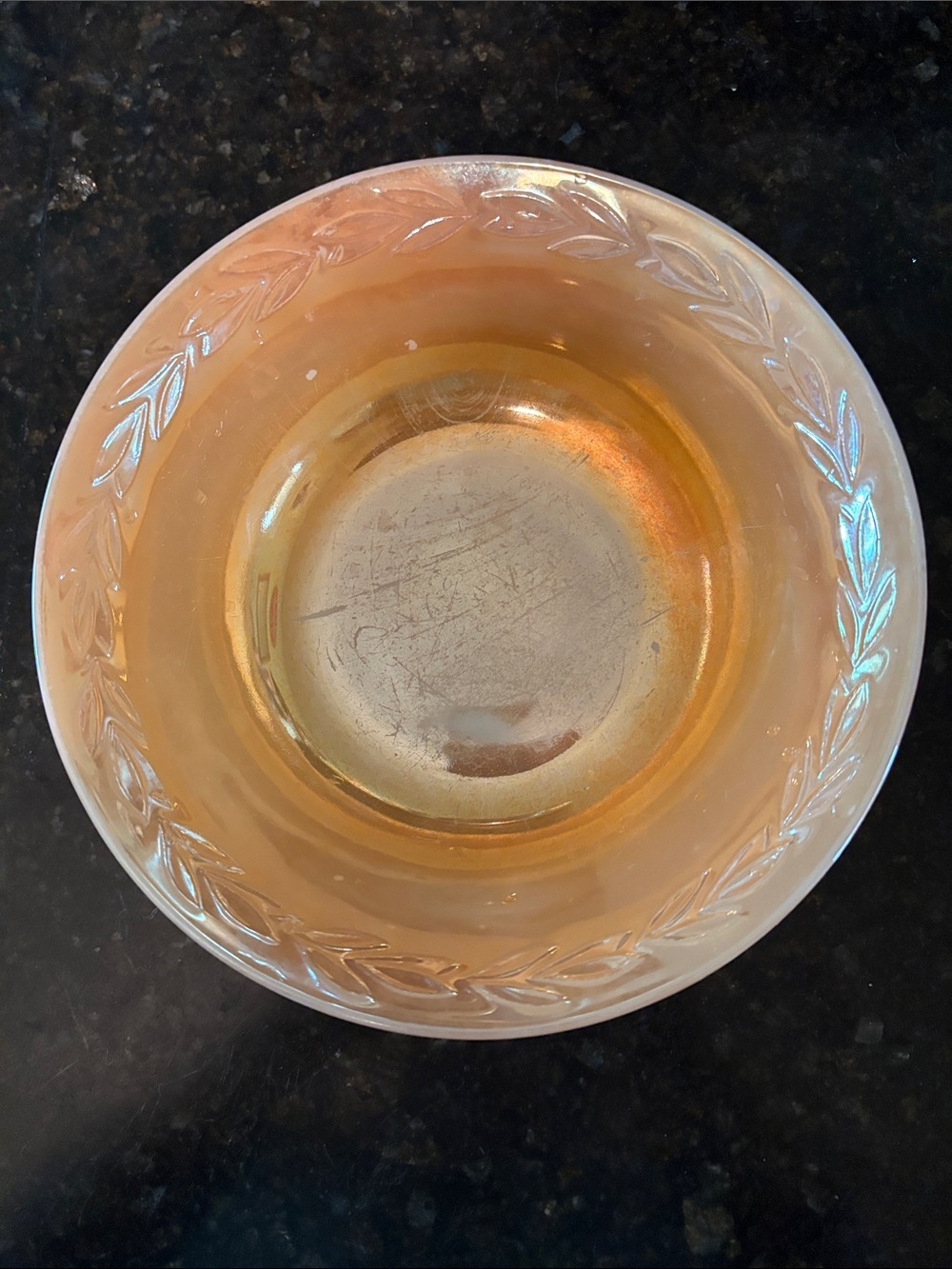 Carnival Glass Decorative Bowl - Iridescent Amber